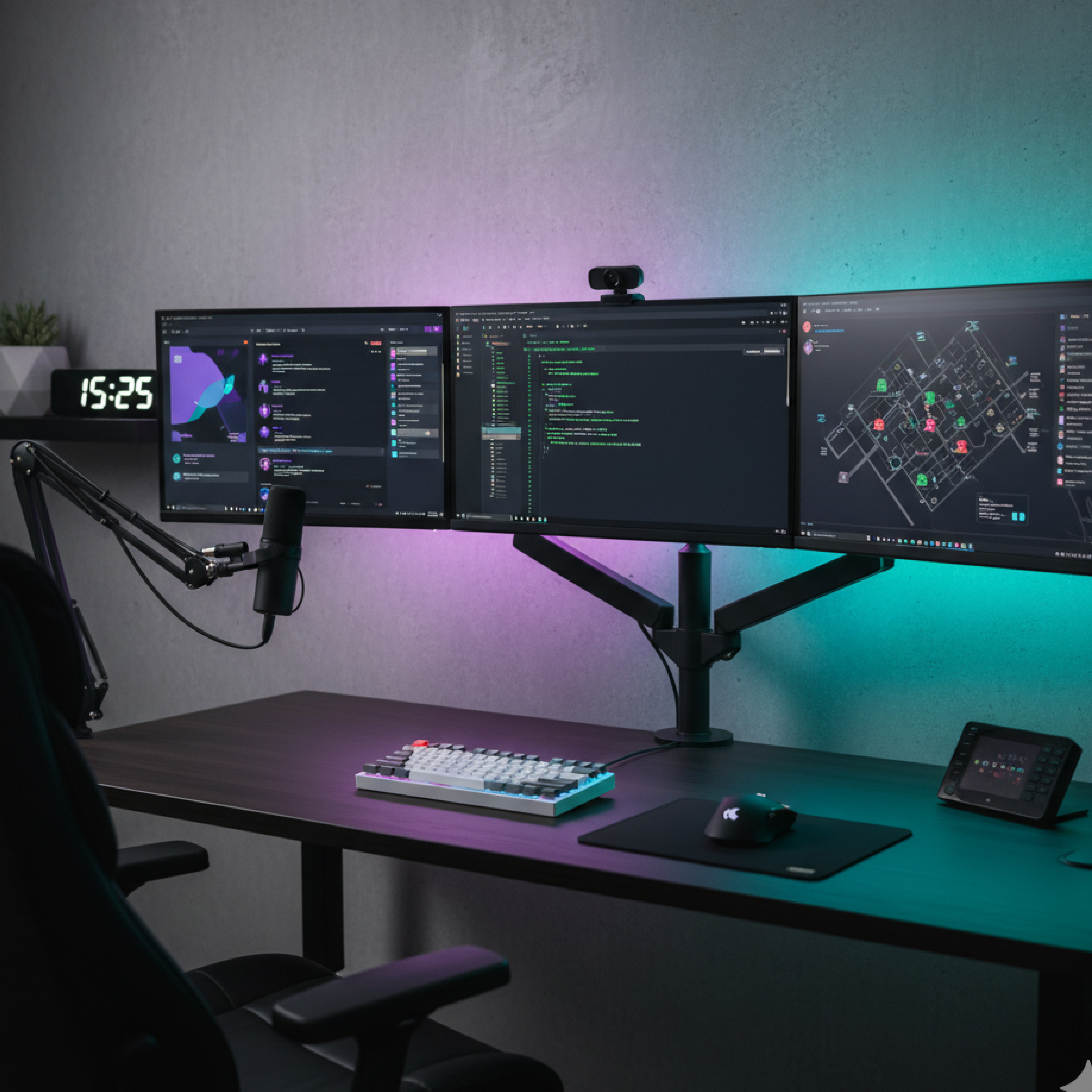 Desk setups, streaming gear, and productivity tech